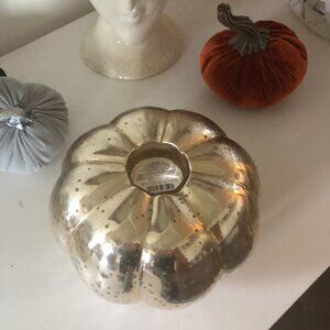 PIER 1 MERCURY PUMPKIN TEA LIGHT CANDLE HOLDER